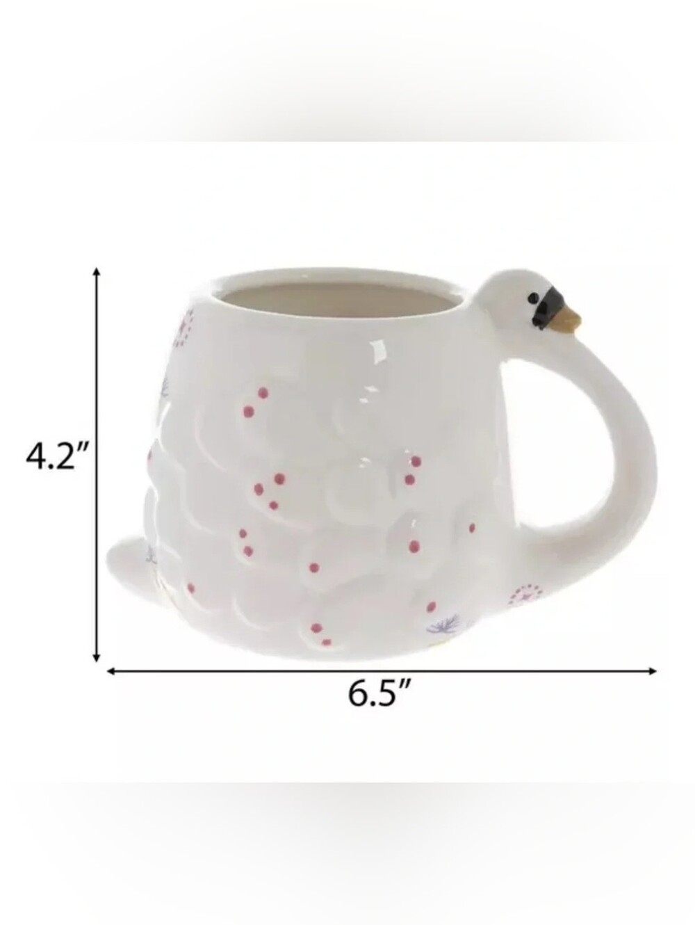 LANG by Design Group White Swan Floral Embossed Ceramic Mug Cottagecore EUC - Picture 7 of 7